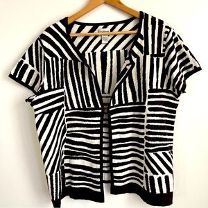 Chico’s Women's Cardigan Sweater Silk Cotton Zebra Brown And White Size 3 Or L